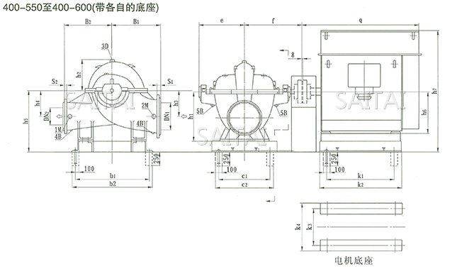 SOW中开泵（400-550 ~ 400-600）安装尺寸